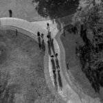 Aerial view of Bishop’s Lodge and guests